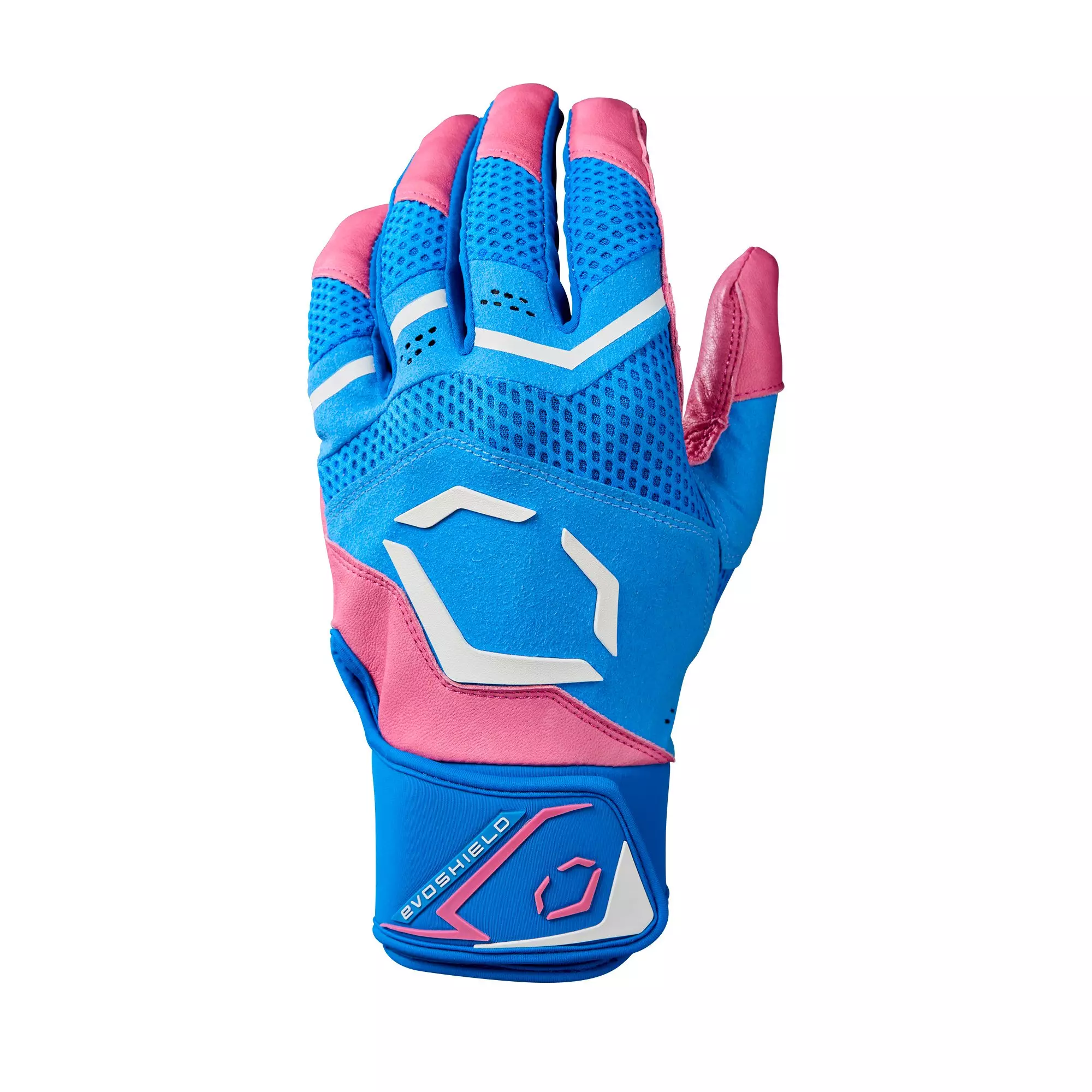 EvoShield X-SRZ Adult Leather Piping Batting Gloves - Blue/Pink